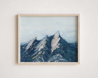 Boulder Flatirons Watercolor Art Print, Colorado Mountain Painting