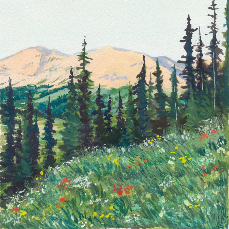 Wildflower Mountain Print Colorado Watercolor Print Consider - Etsy
