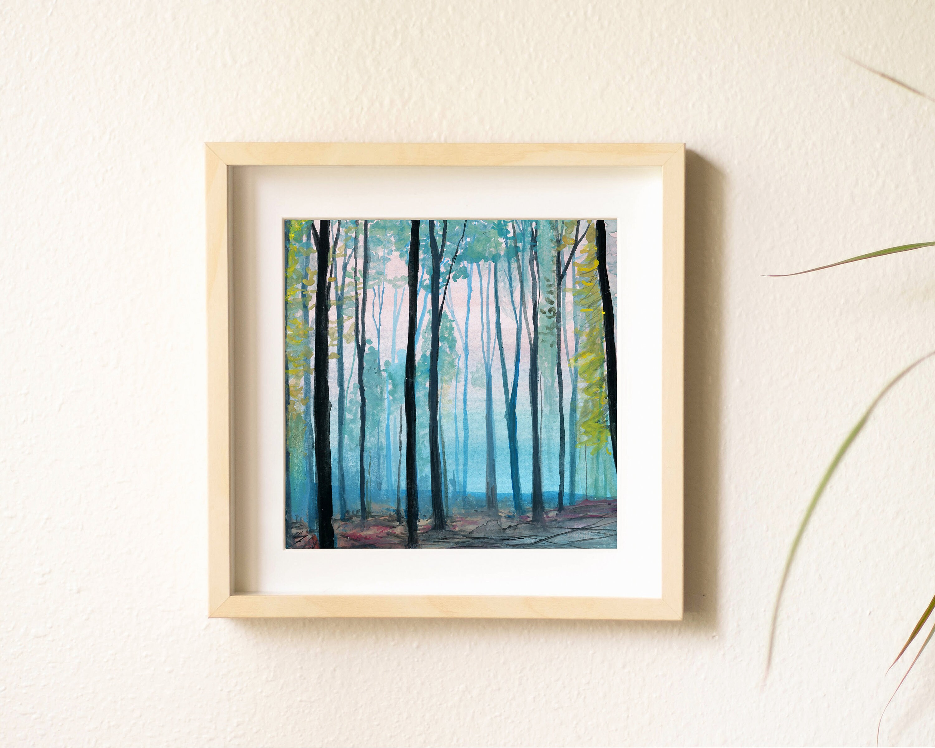 Blue Trees Wall Art Fall Collection Etsy