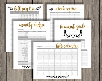 budget planner printable set personlized monthly budget etsy