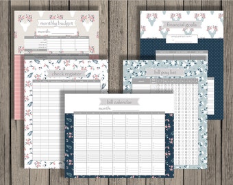 budget planner printable set personlized monthly budget etsy