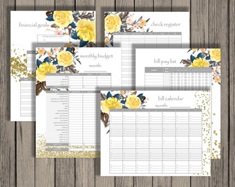 budget planner printable set personlized monthly budget etsy