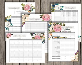 budget planner printable set personlized monthly budget etsy