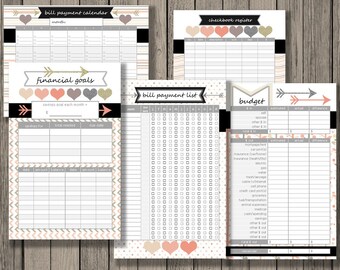 budget planner printable set personlized monthly budget etsy