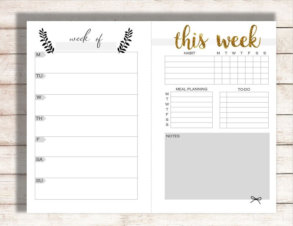 Editable Weekly Planner Printable Weekly Calendar Family Planner 