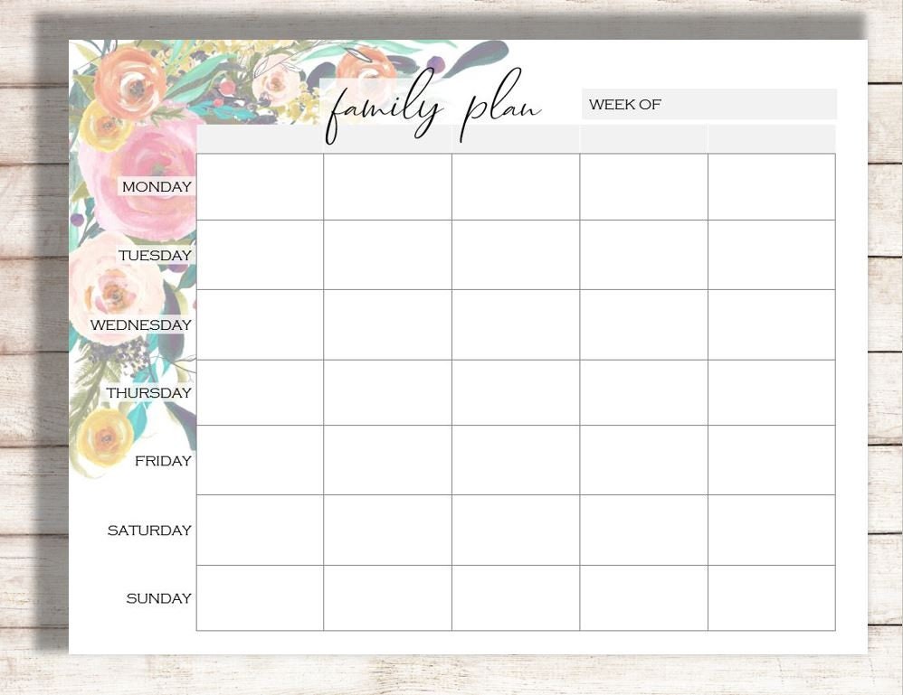 Monthly Family Calendar Free Printable