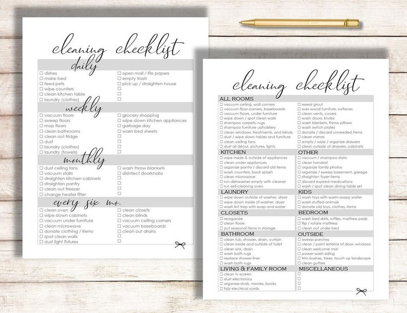 Cleaning Checklist Editable Cleaning Checklist Printable Etsy
