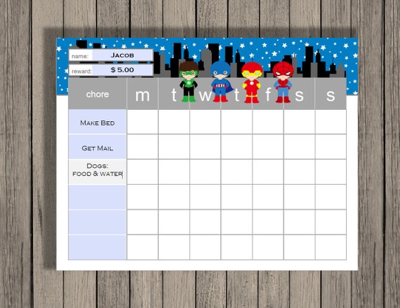 Editable Behavior Chart Template from i.etsystatic.com