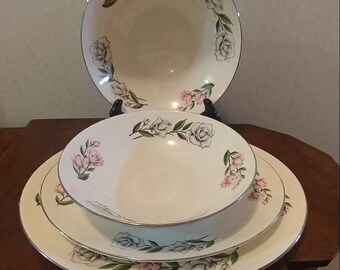 HOMER LAUGHLIN Rhythm Set of 4 serving dishes made in USA-One price for 2 platters and 2 bowls
