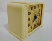 Vintage Telechron Clock Little Tel Alarm Clock Model CD 1321 Cream Color Bakelite Clock Art Deco Cases Parts and Repair Clock