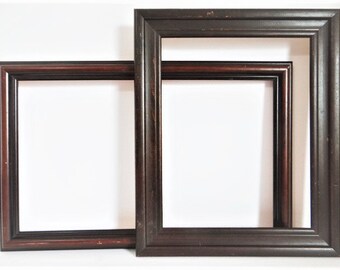 2 Vintage Wood Rectangular Frames Photo Picture Embroidery Wedding Frames Mid Century Art Lot Gallery Wall Hangings Frames