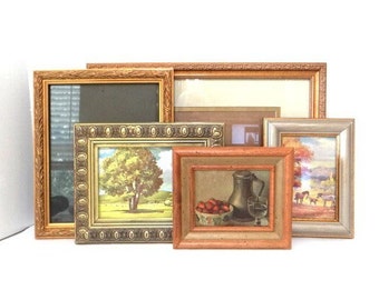 5 Gold Frames Ornate Wall Frames Wedding Photo Picture Frames Art Lot Gallery Wall Frames Wall Hanging Frames Four with Glass