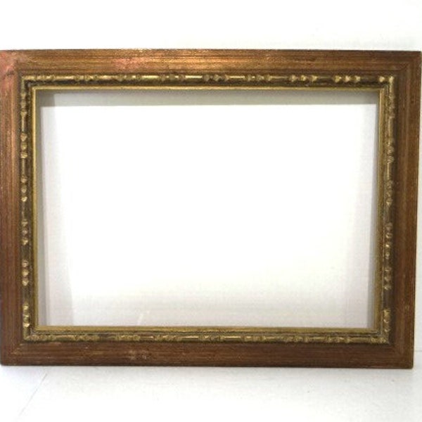 Vintage Gold Brown 20-inch Carved Frame Midcentury Gilded Wood Frame Rustic Ornate Picture Art Wedding Gallery Wall Frame No Glass