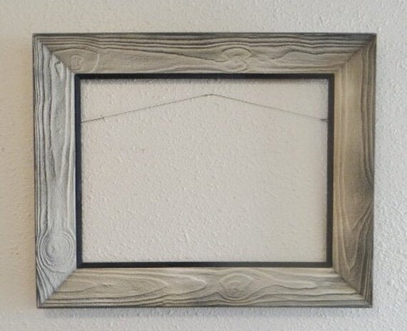Vintage Large Wood Frame Cape Cod Gray White Bark Design