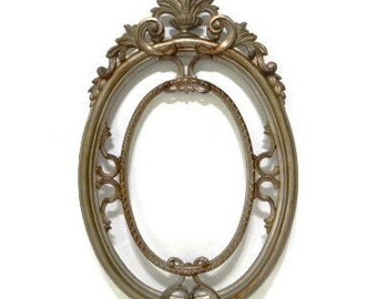Large 19-inch Gold Oval Frame Ornate Baroque Picture Frame Victorian Cottage Chic Frame Fancy Embroidery Gallery Wall Frame No Glass