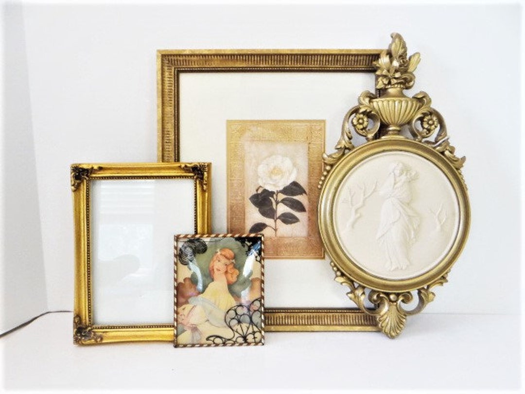 4 Vintage Gold Frames Wall Hangings Midcentury Victorian Etsy