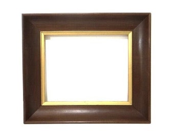 Vintage Large 8X10 Wood Frame Brown Gold Deep Well Classic Midcentury Frame Painting Wedding Gallery Frame Western Landscape Picture Frame