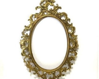 Vintage Large Gold 33-inch Burwood Frame Oval Ornate Victorian Frame Fancy Gallery Wall Frame Midcentury 1960s Wedding Art Picture Frame