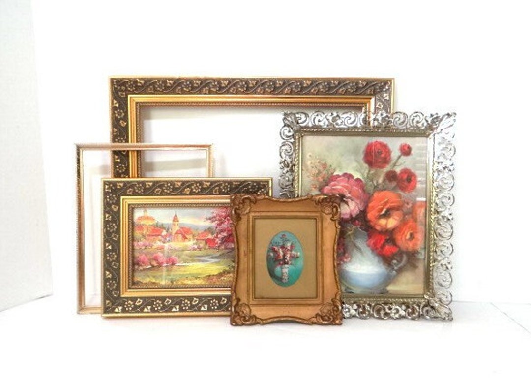 5 Gold Vintage Frames Ornate Wall Frames Wedding Photo Picture Frames