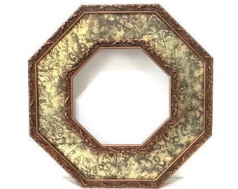 Vintage Large 18-inch Frame 10x10 Octagon Wood Frame Ornate Midcentury Modern 8-Sided Gallery Wall Frame Pictures Art Accent Baroque Frame