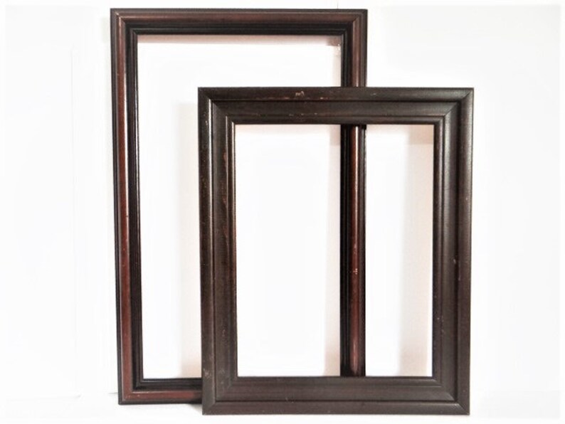 2 Vintage Wood Rectangular Frames Photo Picture Embroidery Wedding Frames Mid Century Art Lot Gallery Wall Hangings Frames