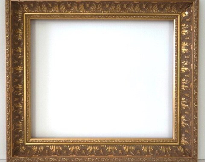 Large Gold 20inch Frame 16 X 13 1/2 Wood Ornate Raised Design Frame