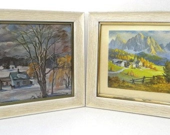 2 Vintage 8x10 Beige Wood Frames 50s Matching 12 inch Frames Vintage Midcentury Gallery Wall Frames Vintage Prints with Glass