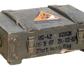 kleine Munitionskiste RG-42 Wandstärke über 1 cm Maße Maße ca 48x31x16cm Innenmaße 44x25x10cm Aufbewahrung Militärkiste Munitionsbox Holzkis