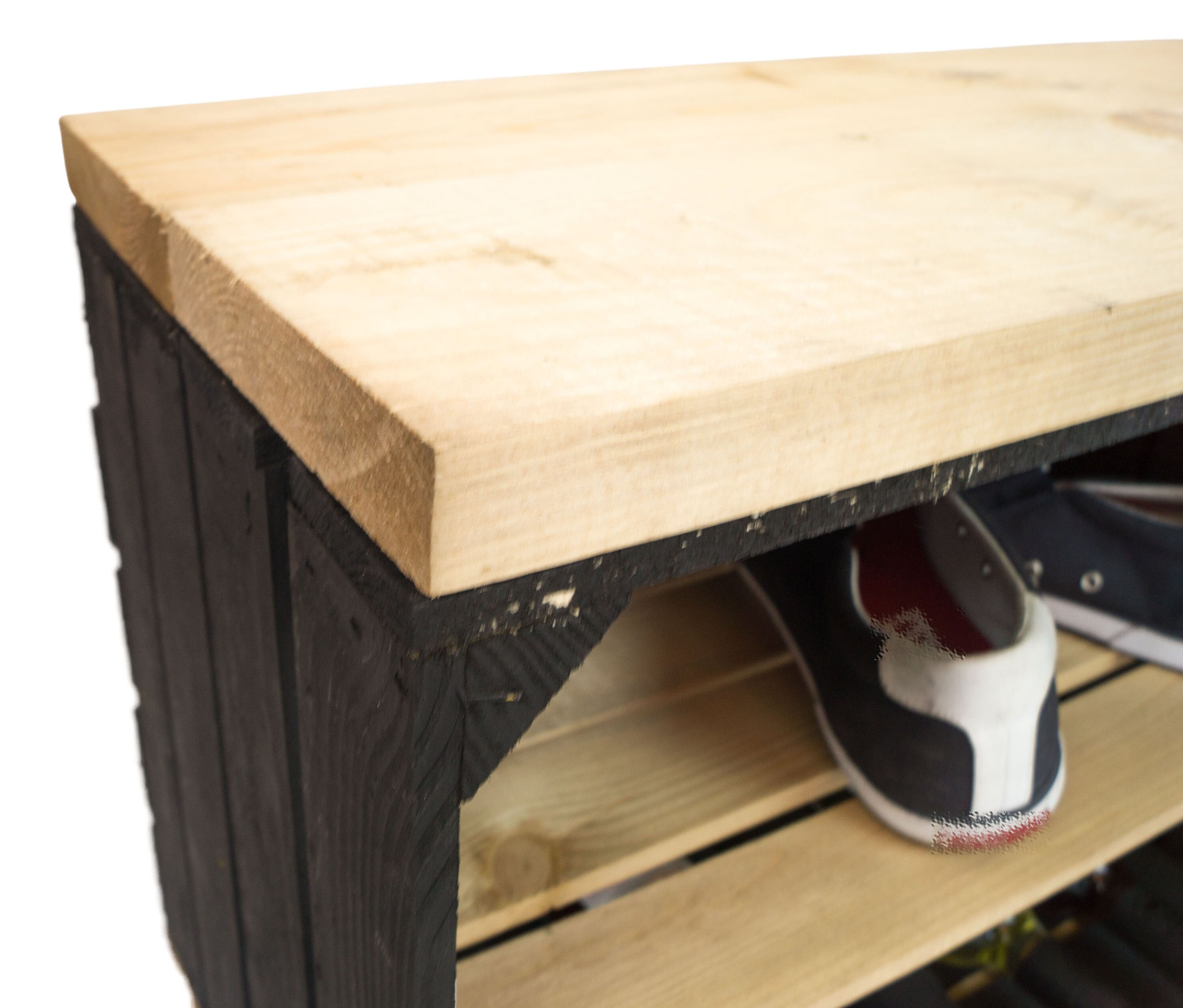 Sitzbank schwarz Schuhbank Schuhregal Holzbank Upcycling | Etsy