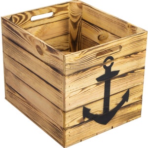 Flamed storage box with black anchor suitable for Kallax and Expedit shelves