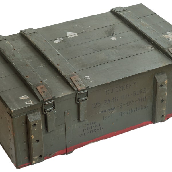 Boîte à munitions AD-81 flammée (intérieur) Boîte à munitions Boîte militaire Coffre au trésor Coffre en bois