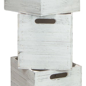 Set of 3 wooden boxes Shabby white black suitable for Kallax and Expedit shelves shelf insert