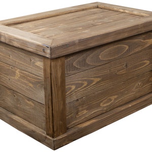 solid wooden chest UK brown with cylinder 60x40x34cm treasure chest toy box storage box wooden box with lid image 4