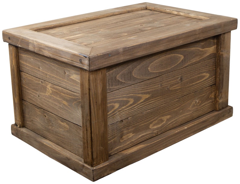 solid wooden chest UK brown with cylinder 60x40x34cm treasure chest toy box storage box wooden box with lid image 4