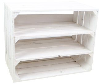 Shelf box WHITE "Johanna" double lengthways shoe rack wine rack wine crates fruit crates storage rack