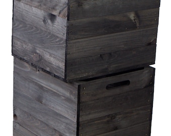2 set boîte en bois noir lasté pour kallax et plateaux d’étagères