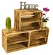 3 x Solid Flamed Wooden Boxes Shoe Rack Shelf Fruit Boxes Wine Boxes