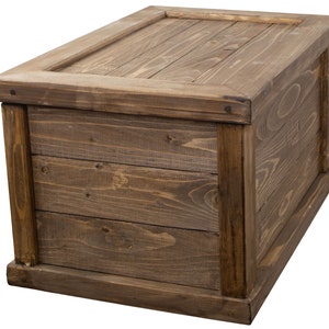 solid wooden chest UK brown with cylinder 60x40x34cm treasure chest toy box storage box wooden box with lid image 5