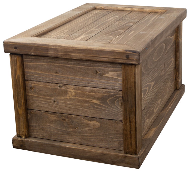 solid wooden chest UK brown with cylinder 60x40x34cm treasure chest toy box storage box wooden box with lid image 5