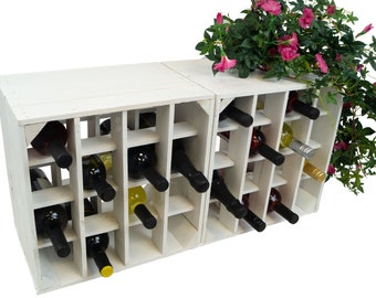 2er Set Weinregal 16er weiss Abstellregal Weingestell Fächer Flaschenregal Weinschrank Flaschenablage