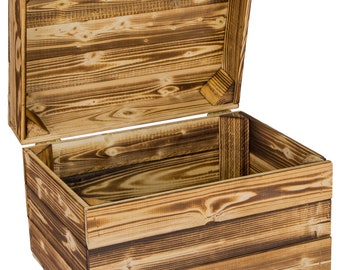 Wooden box Erika flamed with lid and hemp cords Fruit box gift box wooden chest 40 x 30 x 27