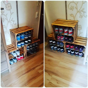 6er Sparset geflammt Längs Weinkisten 50x40x29cm Obstkisten DIY Upcycling Schuhregal Schuhschrank Wohnwand Regalkiste Trennwand Holzkiste zdjęcie 4