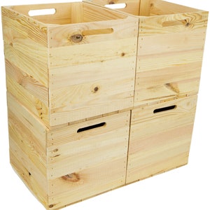 4 pieces wine box natural suitable for Ikea Kallax and Expeditregale wooden box shelf box fruit box