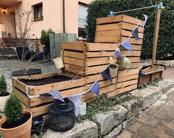 6er-Sparset - Massive Holzkisten aus dem Alten Land Johanna DIY Hochbeet Sparset Dekokisten Gartenkisten Blumenkübel