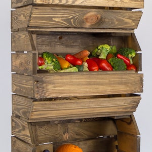 Lot de 3 étagères de cuisine étroites 40x22x29 cm en palissandre boîte à légumes horde de fruits panier de légumes bol à fruits boîte en bois boîte à fruits image 1