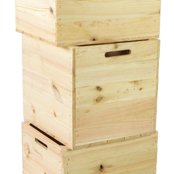 Set of 3 natural wooden boxes suitable for Kallax and Expedit shelves. Kallax box, wine box, shelf box, storage boxes