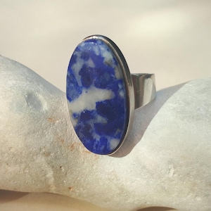 Modernist Danish silver sodalite ring NE From