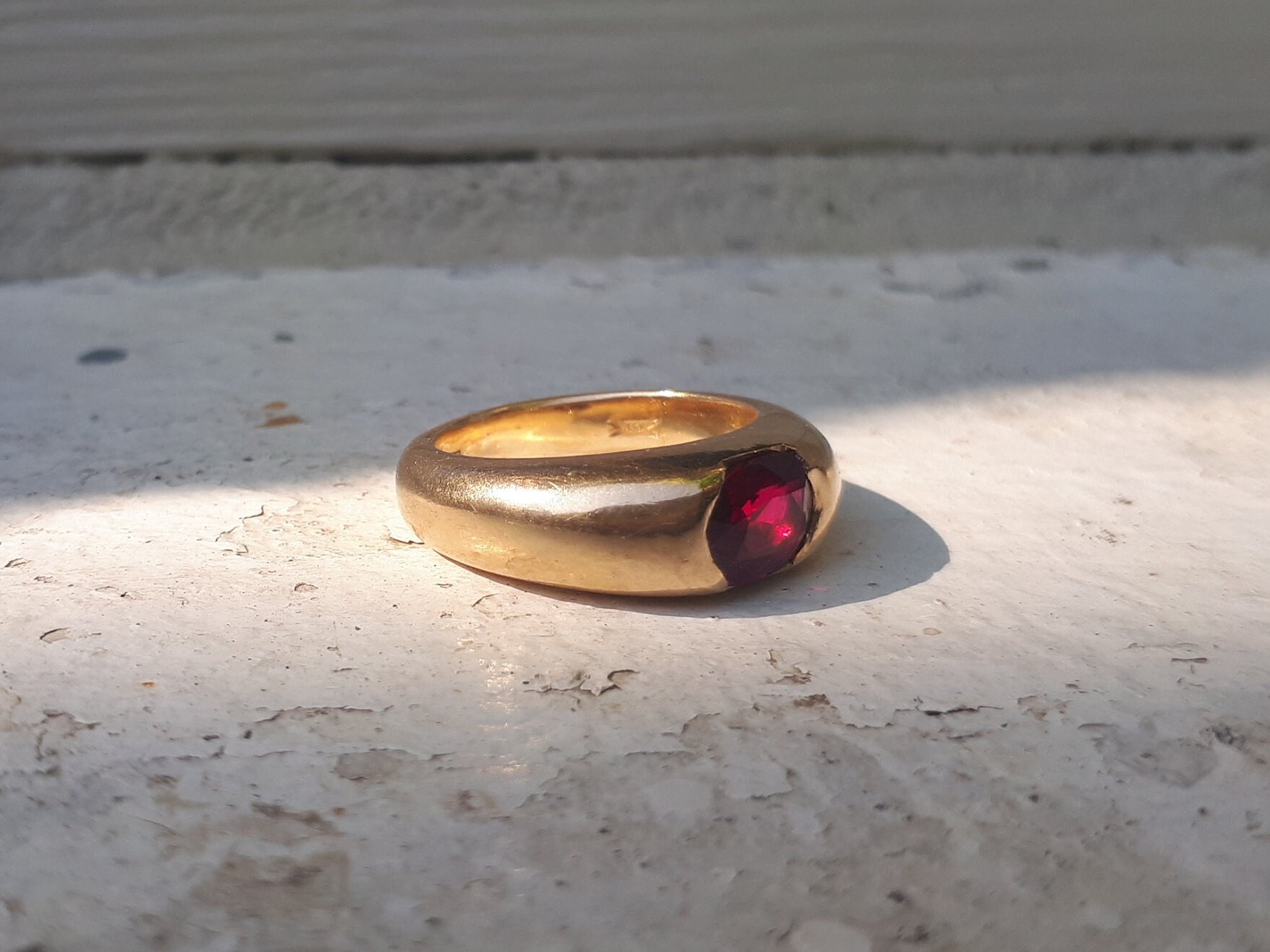 Antique 18ct Gold Ruby Ring - Etsy