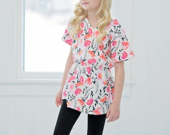 Tessa's Dolman High Low Top. PDF sewing pattern for toddler girl sizes 2t - 12.