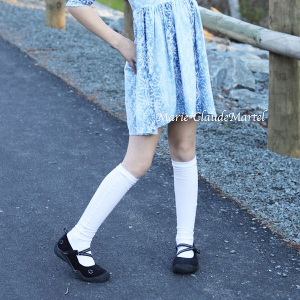 Sloan'es knee high, calf and ankle socks for toddler and girls sizes 8y - 5. PDF sewing pattern with projector file.